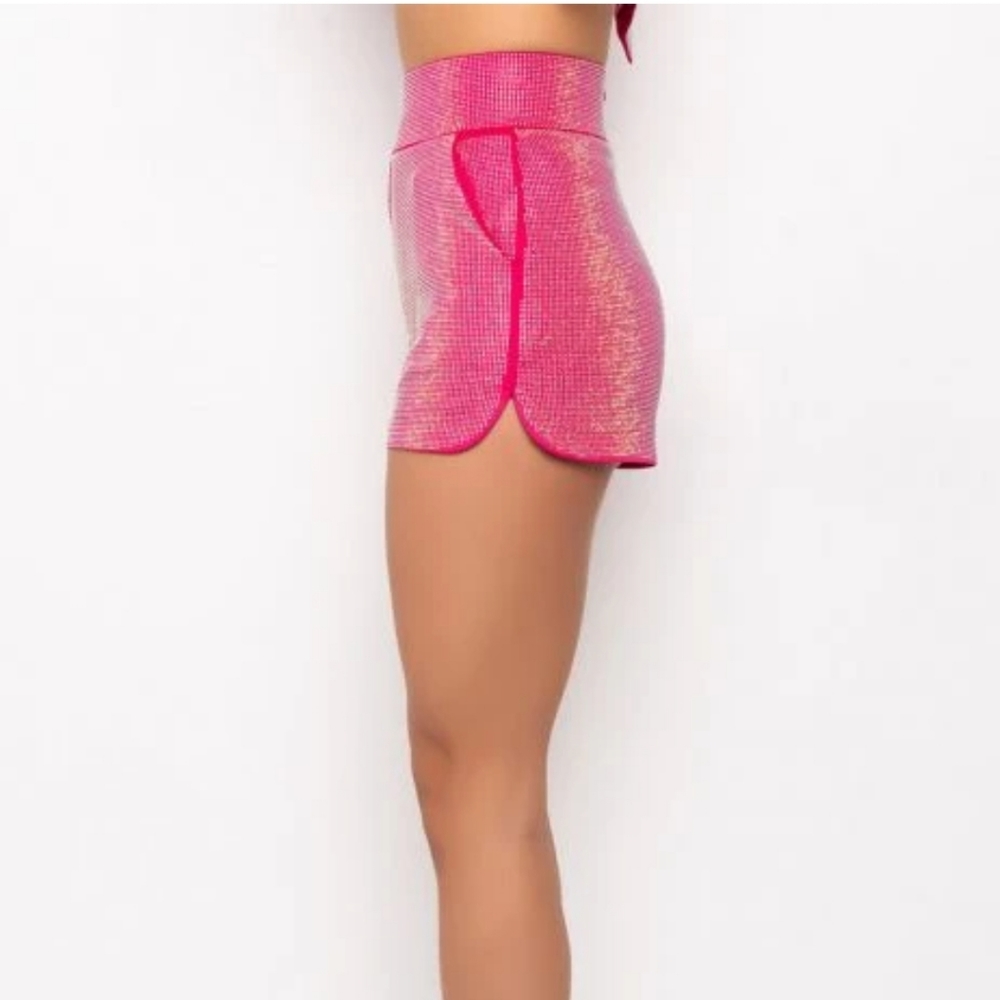 AKIRA Hot Pink Sequin Blazer & Short Set - Picture 4 of 7